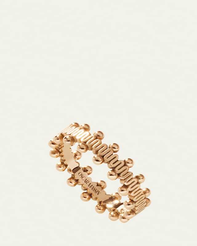 Beaded 18K Satin Recycled Yellow Gold Ring